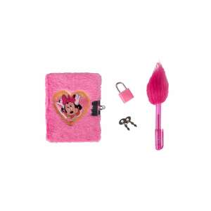 Jurnal din pluș roz Minnie Mouse cu stilou și încuietoare, două chei - Jurnale