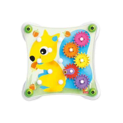 Quercetti Peggy Gears 13 darabos fogaskerék játékkészlet, színes fogaskerekek, oktató játék kisgyermekeknek, óvodásoknak és gyerekeknek, segít fejleszteni a finom motoros mozgásokat, az ok-okozati összefüggéseket és a játékon keresztüli tanulást