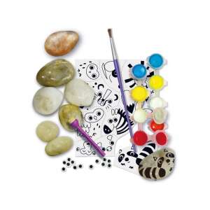 Kidimaker Magical Animal Rock Painting set, includes rocks, paint, brush, stencils, and googly eyes - Creative Toy