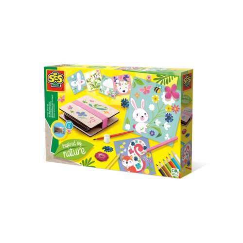 SES Creative Flower Press Art Set, a complete kit for creating beautiful pressed flower art, includes a flower press, coloring cards, pencils, glue, brush, and instructions