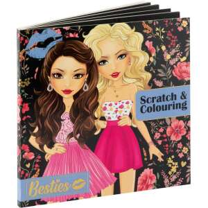 Kniha Besties Scratch & Colouring, 20x20 cm, 12 obojstranných strán, poškriabte čiernu vrstvu a objavte farebné ilustrácie - Grafix Škrabacie obrazy