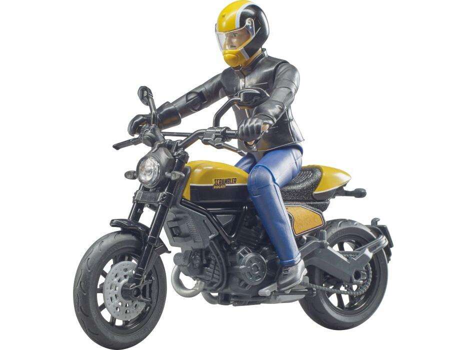 Bworld Scrambler Ducati motocicletă model cu șofer - 1:16