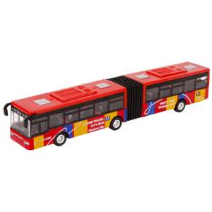 Autobuz articulat de jucărie roșu, scară 1:64, cu tracțiune prin retragere, City Line, Charm Travel, Happy Time Shopping Mall - Nonbrand Maşinuţe