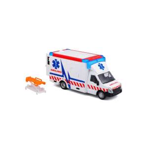 Bburago ambulance toy car with stretcher, white, red, blue, municipal vehicle - Bburago
