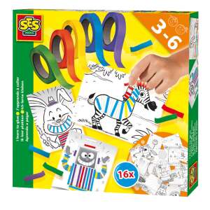 SES Creative Ragasztós Szett, 16 színes ragasztószalag a gyerekeknek szórakoztató minták készítéséhez, 3-6 éves kortól - SES Creative