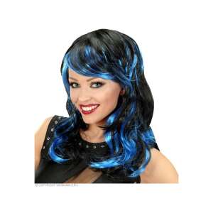 Wavy - fekete hullámos paróka kék tincsekkel 76264061 - Widmann