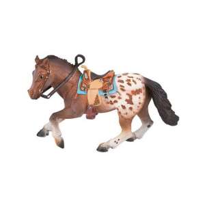 Bullyland Appaloosa Stallion Horse Figurine, brown and white spotted horse with saddle, toy for kids - Bullyland
