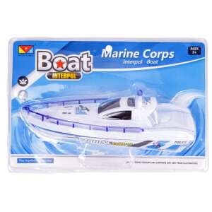 Hračka loď Interpol Marine Corps, biela a modrá, na batérie, pre deti od 3 rokov - Autá a vozidlá