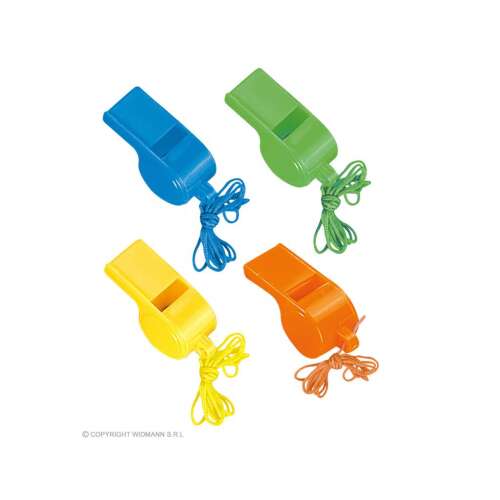 4 darab színes műanyag síp, zöld, narancs, sárga, kék, party kellékek, gyerekjátékok, jelmez kiegészítők