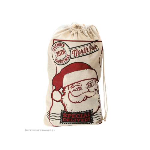 Juta Mikulás zsák, 50x80 cm, húzózsinórral, különleges szállítás, Északi-sark, Karácsony