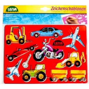 Șabloane de desen Lena pentru copii, vehicule și oameni, 27x23 cm - Șabloane de desen