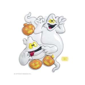 Decoratiune de fereastră 3D de Halloween cu fantome și dovleci, 36x15 cm, lumini neon - Decorațiuni de Halloween