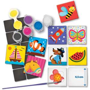 4M Magnetic Tile Art kit, 10 blank tiles, paint and brush included - Creative Toy