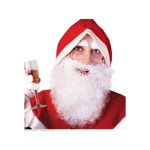 Accesoriu costum Santa Claus: barbă și sprâncene, alb, realist, pentru adulți - Costume de Moș Crăciun