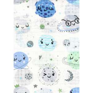 1db-os mintás textil pelenka - bolygók, 100% pamut, 60x80cm, aranyos bolygó mintával - Textil pelenka