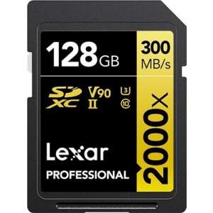 Lexar Professional 128GB SDHC memóriakártya, 2000x sebesség, 10-es osztály, U3, V90 - Lexar