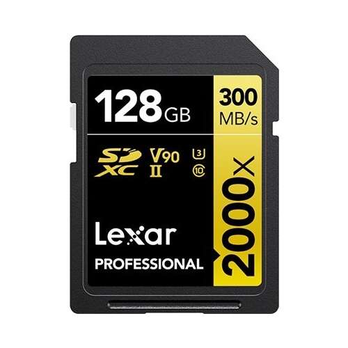 Lexar Professional 128GB SDHC memóriakártya, 2000x sebesség, 10-es osztály, U3, V90
