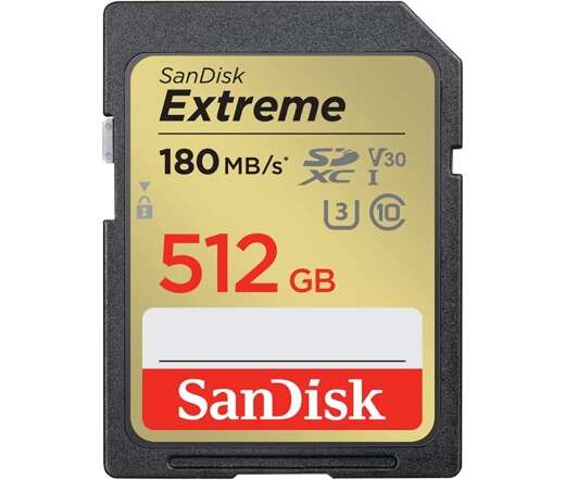 Sandisk extreme 512 gb sdxc uhs-i class 10 memóriakártya