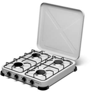 Brock GS004W hordozható gáztűzhely, 4 főzőzóna, fehér - Brock Electronics