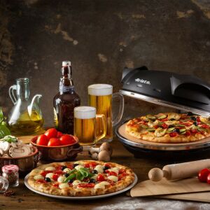 Cuptor electric pentru pizza Ariete "Pizza în 4 minute" 0917/00, 1200W, 32 cm, Până la 400C, 5 trepte, Placă de piatră, Acoperire antiaderentă, Negru