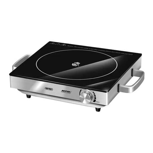 MPM ceramic hotplate MKE-22, single burner, stainless steel, black glass top, adjustable thermostat, overheat protection