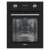 MPM MPM-45-BO-23C built-in oven, black, front view, open door, interior, close-up