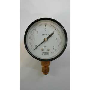 63mm pressure gauge, 0-6 bar, G1/4" bottom connection, EN 837-1 standard, black steel case, copper alloy measuring instrument, accuracy class 1.6 - Pressure gauge
