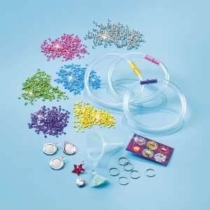 Totum Glitter Tube Bracelets craft kit contents, includes glitter, charms, and bracelet bases - Totum