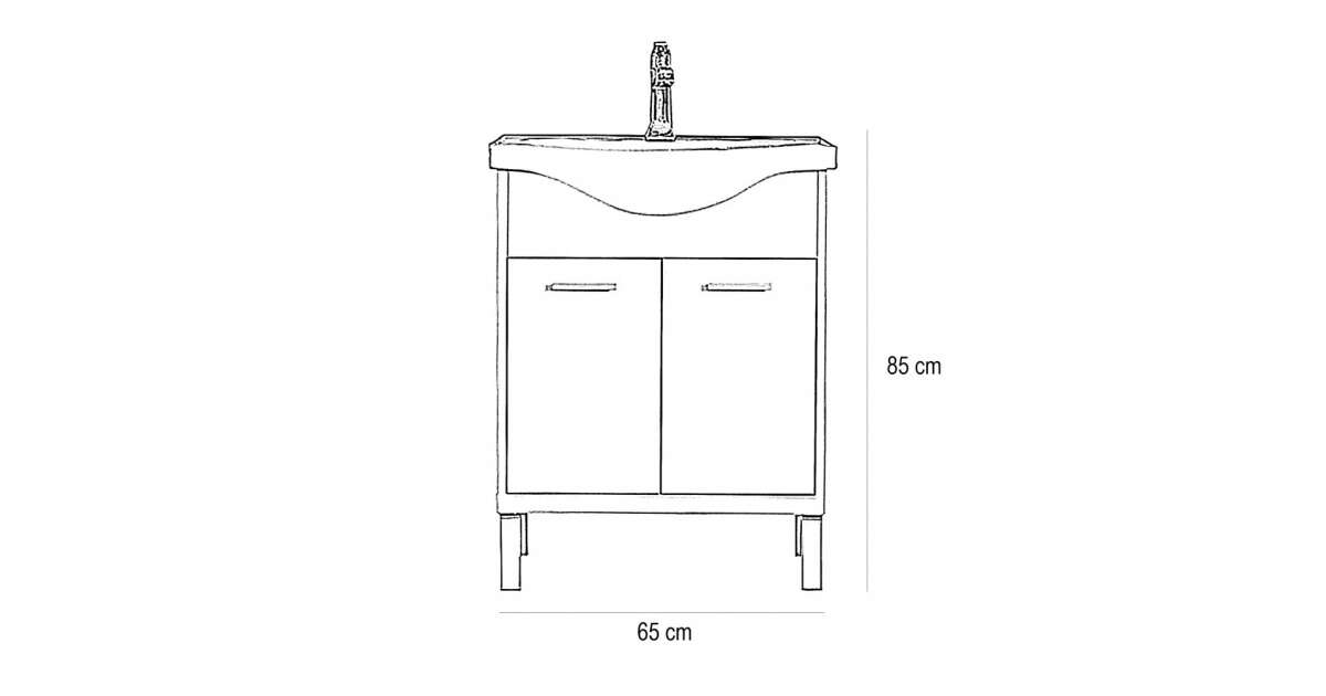 Dulap inferior Nerva 65 cm cu lavoar, ulm Rauna | Pepita.com