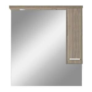 Dulap de baie Nerva cu oglindă de 85 cm cu spațiu de depozitare, culoare stejar Rauna - Mobilier de baie