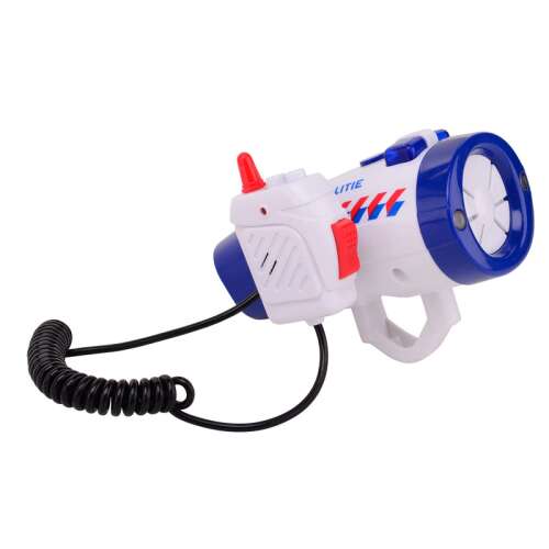 Bike Fun Sirenă de poliție cu microfon, albă și albastră, cu lumină și sunet, pentru ghidon cu diametrul de maxim 25 mm