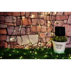 IDL telepítés napelemmel, 100 LED meleg fénnyel a meleg és barátságos környezet megteremtéséhez, IP44-es védettséggel