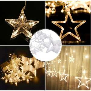 Kollázs az OEM csillagos fényfüggönyről, meleg fehér karácsonyi dekoráció - Nonbrand Fényfüzér