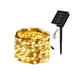 100 LED-es kültéri telepítés, napelemes, meleg fehér