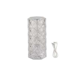 VEIOZA CRISTAL RGB LED asztali lámpa, érintéses dimmerrel, 3 intenzitási fokozattal, Akril kristály, távirányítóval