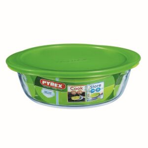 Pyrex Cook&Store 2.3L Kerek Üveg Sütőtál Zöld Fedővel - Pyrex