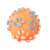 Orange rubber dog chew toy with paw print design