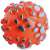 Red rubber dog chew toy with paw print design