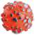 Red rubber dog chew toy with paw print design
