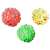 Assortment of colorful rubber dog chew toys with paw print design