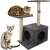 Purlov 4 level cat scratching post with a house, grey with two cats