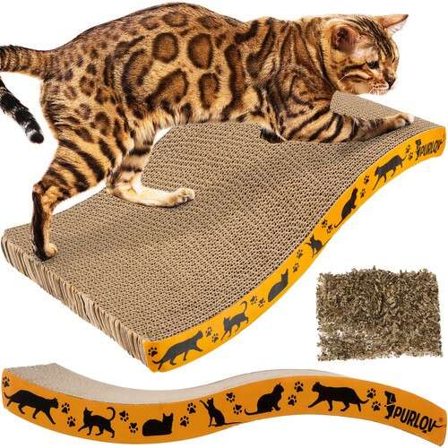 Purlov Cat Wave cardboard cat scratcher with catnip and spare part
