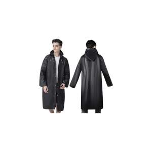 Pelerină de ploaie neagră cu glugă și închidere cu fermoar, unisex, impermeabilă, lungă, pentru bărbați și femei - Trizand Pelerini de ploaie