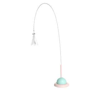 Mercaton® interactive cat toy with suction cup, flexible steel rod, feathers and bells to attract attention, 90 cm, white - Cat Toy