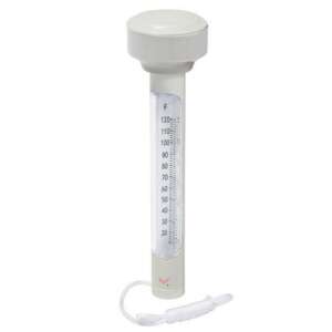 Mercaton® floating pool thermometer with string, white, 19 x 5 cm - Pool Heating Accessory
