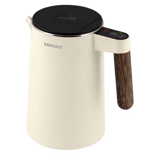 Concept RK3304 Electric Kettle, Norwood, 1.5L, 2200W, Vanilla-Black-Wood, Angled view