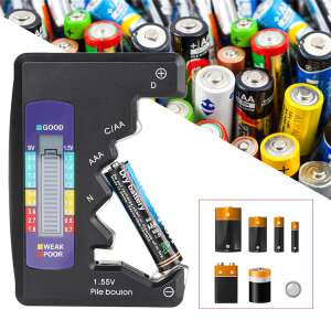 Tester Baterii Universal, Digital, Display LCD, Instrument de Diagnosticare Capacitate Baterie, pentru Baterii tip C D N AA AAA 9V 1.5V, Portabil, Usor de Folosit, Negru 76508411 Testere elementare