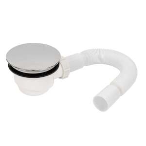 Leziter D-01 Duschwannen-Siphon mit Chrom-Abdeckung und weißen Kunststoffteilen - Leziter