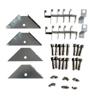 Set de fixare Leziter FS-01 pentru magazii de unelte de grădină, set complet de suporturi metalice, șuruburi și șuruburi - Dulapuri si lazi depozitare gradina