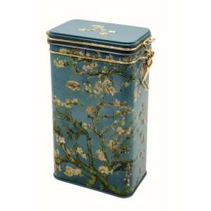 Fridolin metal tin with embossed lid, 11x18x7 cm, 4 cm high, with Van Gogh's Almond Blossom design - Food storage